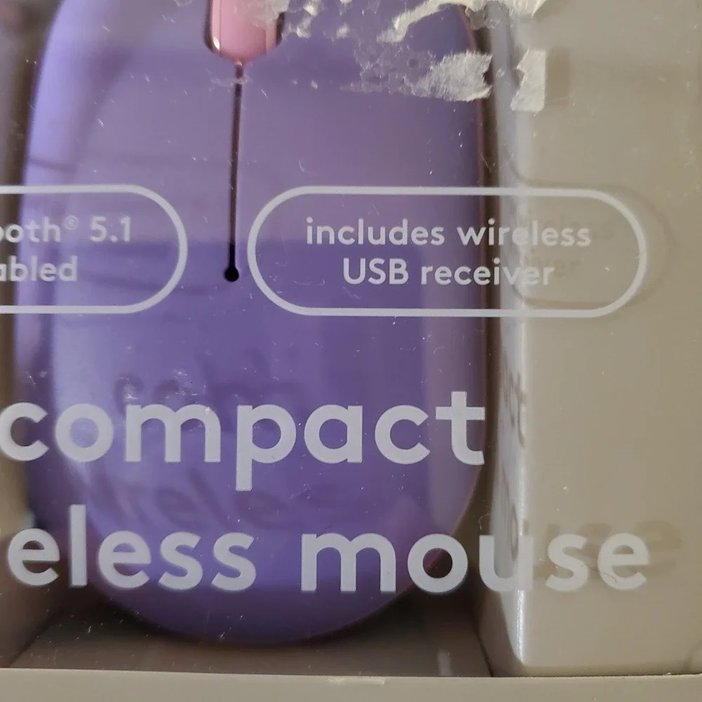 Heyday Compact Wireless Mouse Bluetooth 5.1 Purple Scroll Wheel USB Receiver